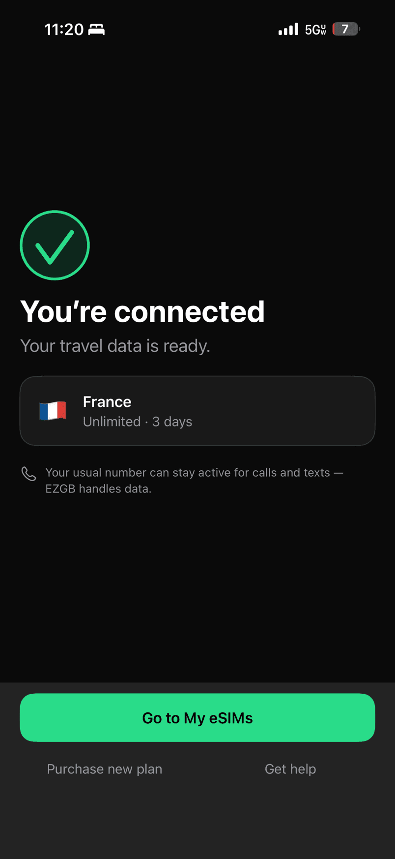 You're connected, your travel data is ready